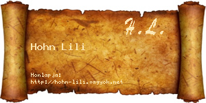 Hohn Lili névjegykártya